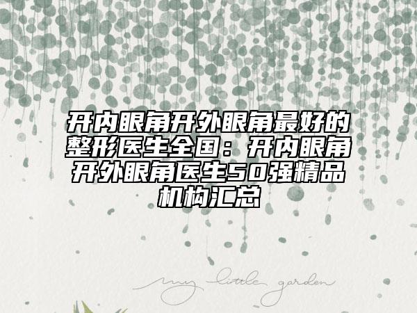 开内眼角开外眼角最好的整形医生全国：开内眼角开外眼角医生50强精品机构汇总