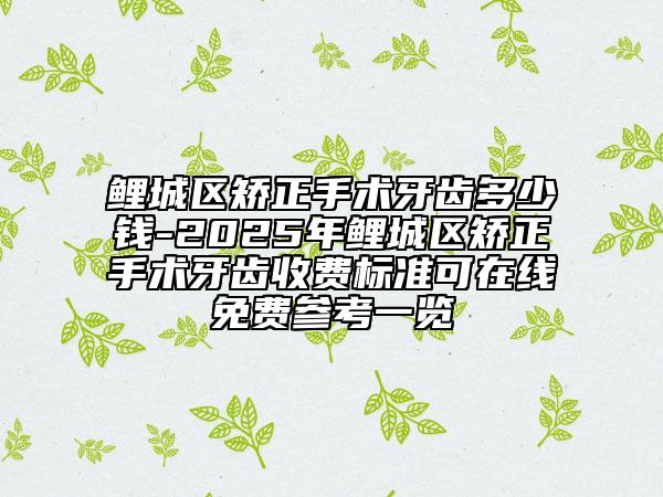 鲤城区矫正手术牙齿多少钱-2025年鲤城区矫正手术牙齿收费标准可在线免费参考一览