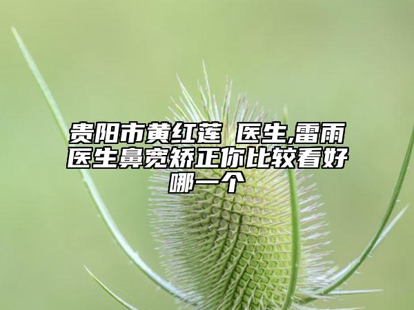 贵阳市黄红莲‌医生,雷雨医生鼻宽矫正你比较看好哪一个