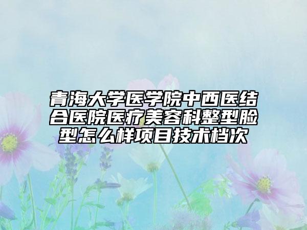 青海大学医学院中西医结合医院医疗美容科整型脸型怎么样项目技术档次