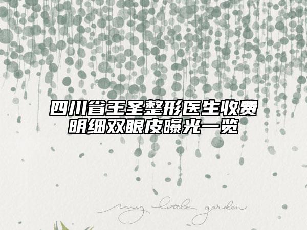 四川省王圣整形医生收费明细双眼皮曝光一览