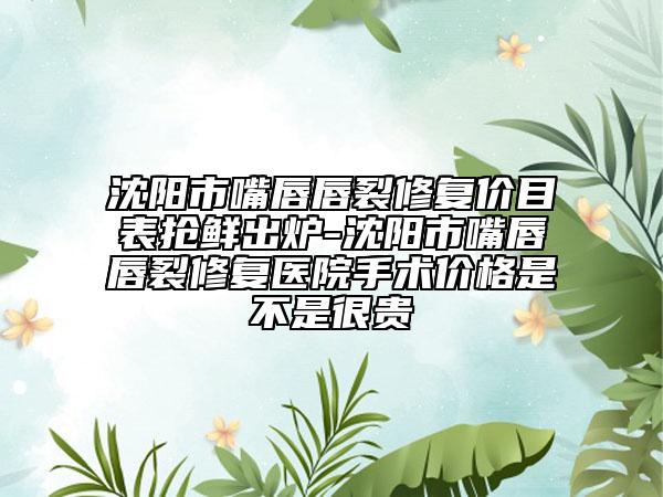 沈阳市嘴唇唇裂修复价目表抢鲜出炉-沈阳市嘴唇唇裂修复医院手术价格是不是很贵