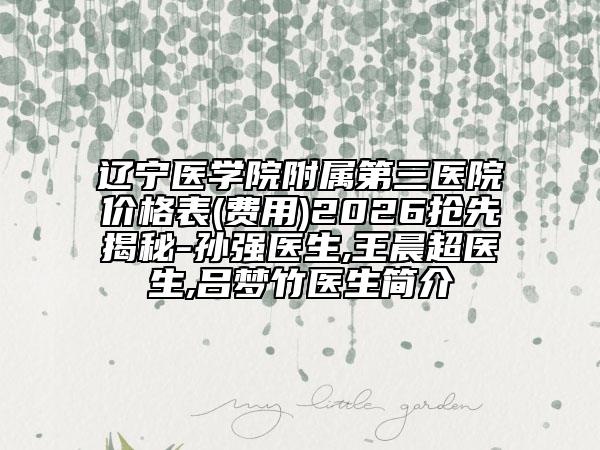 辽宁医学院附属第三医院价格表(费用)2026抢先揭秘-孙强医生,王晨超医生,吕梦竹医生简介