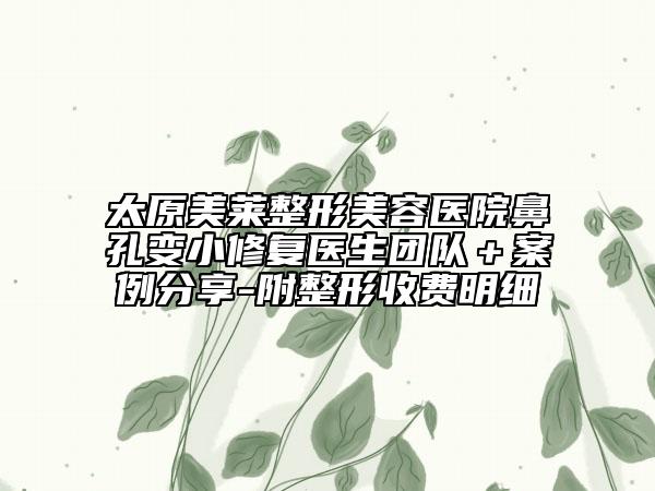 太原美莱整形美容医院鼻孔变小修复医生团队＋案例分享-附整形收费明细