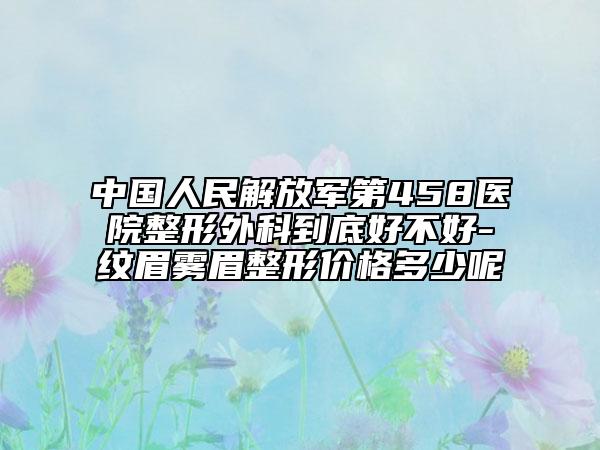 中国人民解放军第458医院整形外科到底好不好-纹眉雾眉整形价格多少呢