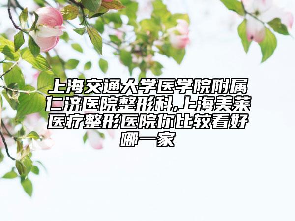 上海交通大学医学院附属仁济医院整形科,上海美莱医疗整形医院你比较看好哪一家