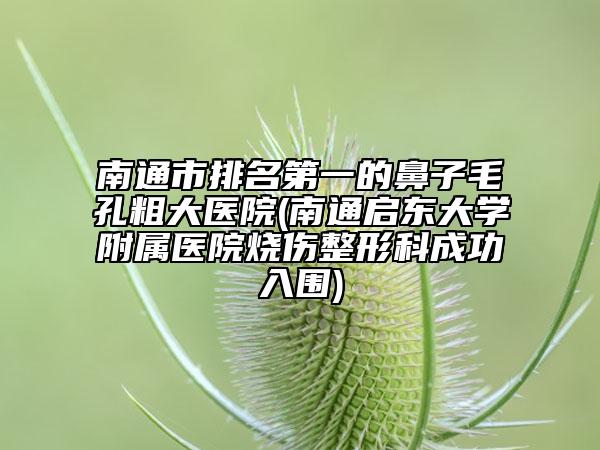 南通市排名第一的鼻子毛孔粗大医院(南通启东大学附属医院烧伤整形科成功入围)