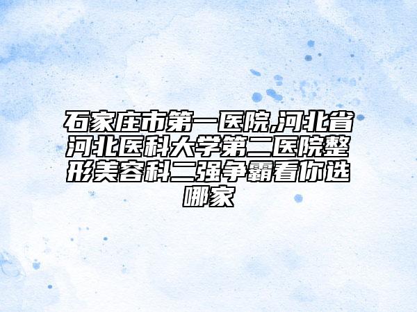 石家庄市第一医院,河北省河北医科大学第二医院整形美容科二强争霸看你选哪家