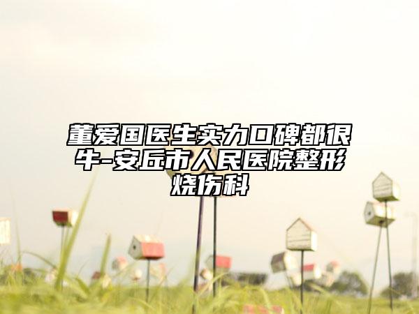 董爱国医生实力口碑都很牛-安丘市人民医院整形烧伤科