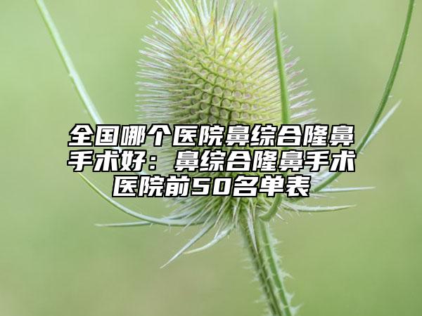 全国哪个医院鼻综合隆鼻手术好：鼻综合隆鼻手术医院前50名单表
