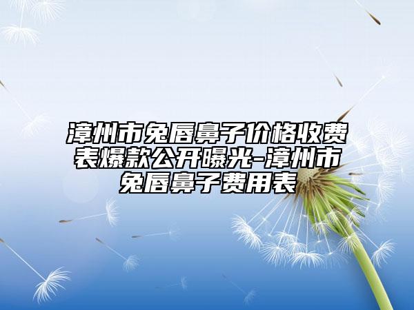 漳州市兔唇鼻子价格收费表爆款公开曝光-漳州市兔唇鼻子费用表