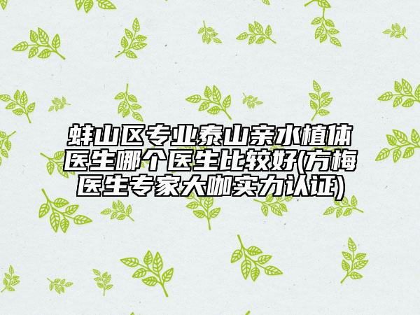 蚌山区专业泰山亲水植体医生哪个医生比较好(方梅医生专家大咖实力认证)