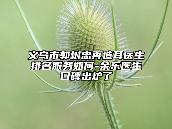义乌市郭树忠再造耳医生排名服务如何-余东医生口碑出炉了