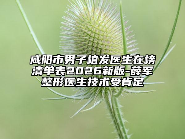 咸阳市男子植发医生在榜清单表2026新版-薛军整形医生技术受肯定