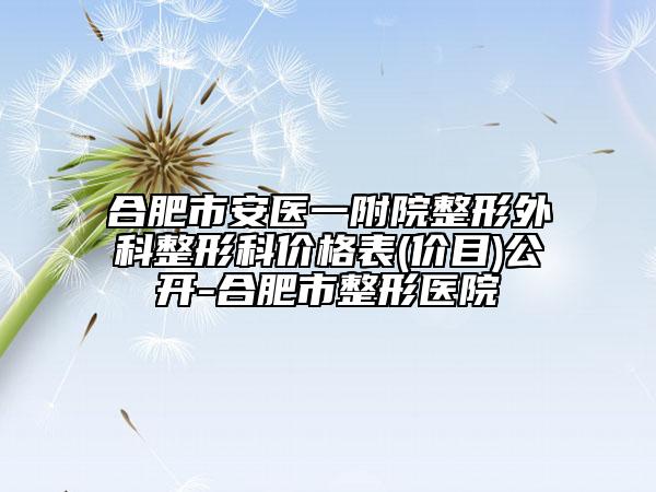 合肥市安医一附院整形外科整形科价格表(价目)公开-合肥市整形医院