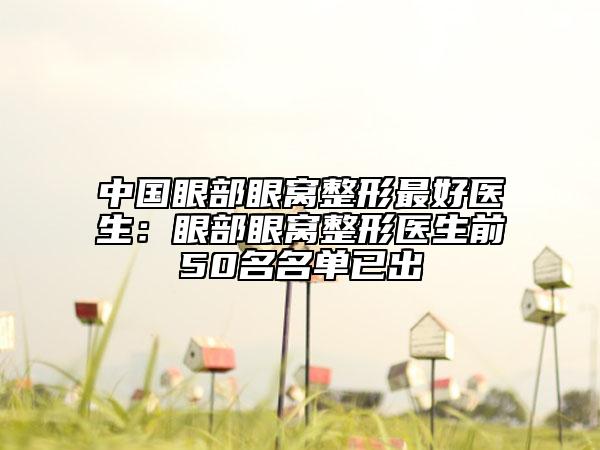 中国眼部眼窝整形最好医生：眼部眼窝整形医生前50名名单已出