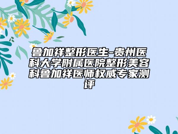 鲁加祥整形医生-贵州医科大学附属医院整形美容科鲁加祥医师权威专家测评