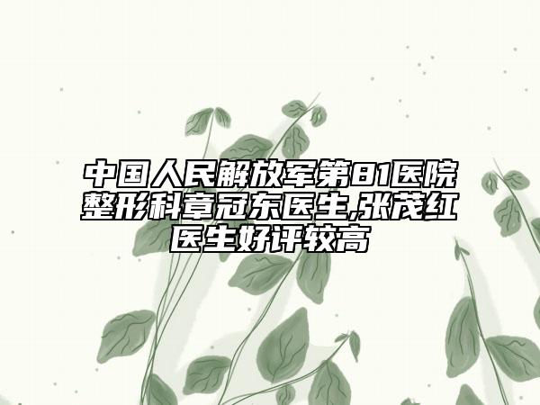 中国人民解放军第81医院整形科章冠东医生,张茂红医生好评较高