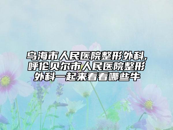 乌海市人民医院整形外科,呼伦贝尔市人民医院整形外科一起来看看哪些牛