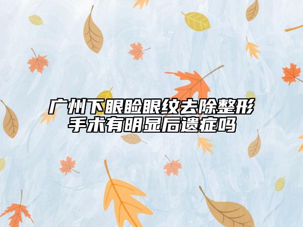 广州下眼睑眼纹去除整形手术有明显后遗症吗
