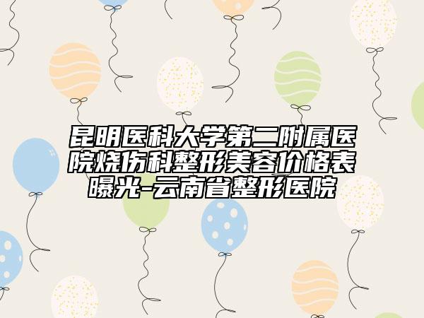 昆明医科大学第二附属医院烧伤科整形美容价格表曝光-云南省整形医院