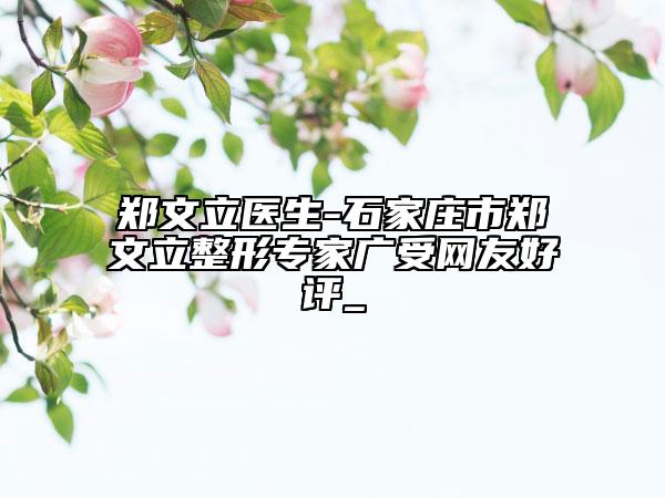 郑文立医生-石家庄市郑文立整形专家广受网友好评_
