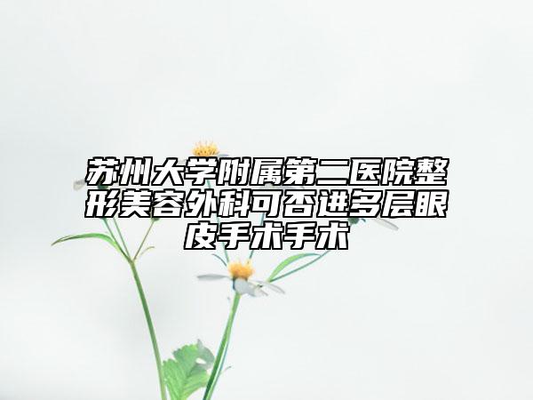 苏州大学附属第二医院整形美容外科可否进多层眼皮手术手术