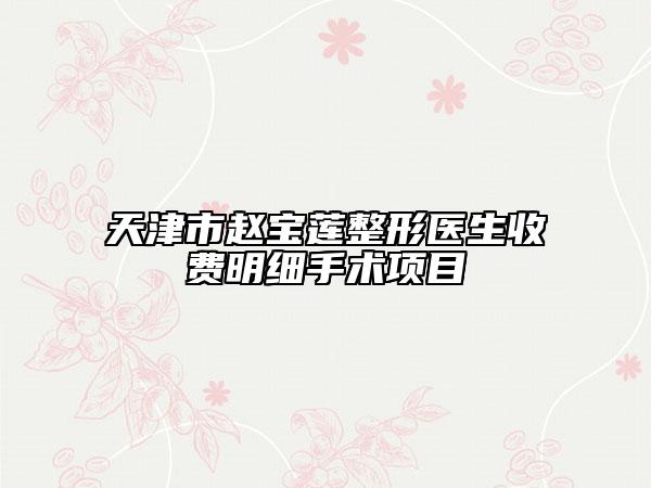 天津市赵宝莲整形医生收费明细手术项目