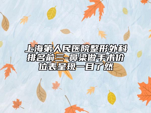 上海第人民医院整形外科排名前三-鼻梁做手术价位表呈现一目了然