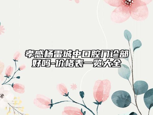 孝感杨雷城中口腔门诊部好吗-价格表一览大全