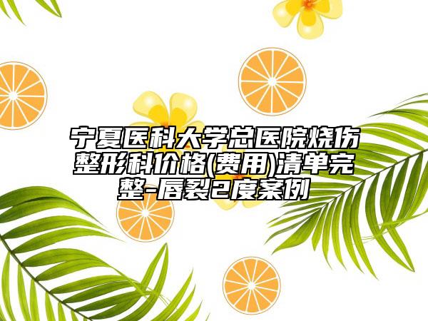 宁夏医科大学总医院烧伤整形科价格(费用)清单完整-唇裂2度案例