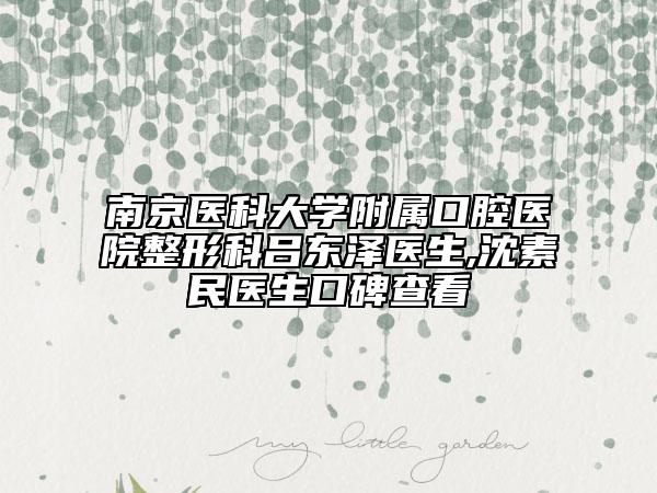 南京医科大学附属口腔医院整形科吕东泽医生,沈素民医生口碑查看