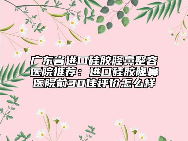 广东省进口硅胶隆鼻整容医院推荐：进口硅胶隆鼻医院前30佳评价怎么样