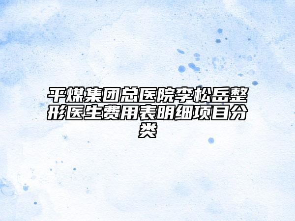 平煤集团总医院李松岳整形医生费用表明细项目分类
