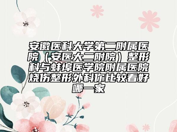 安徽医科大学第二附属医院（安医大二附院）整形科与蚌埠医学院附属医院烧伤整形外科你比较看好哪一家