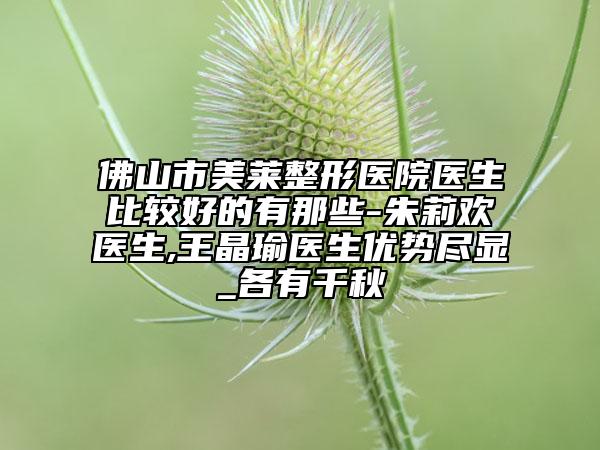 佛山市美莱整形医院医生比较好的有那些-朱莉欢医生,王晶瑜医生优势尽显_各有千秋