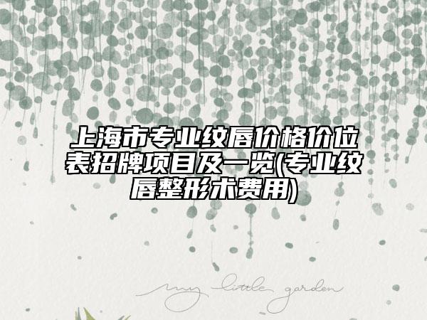 上海市专业纹唇价格价位表招牌项目及一览(专业纹唇整形术费用)