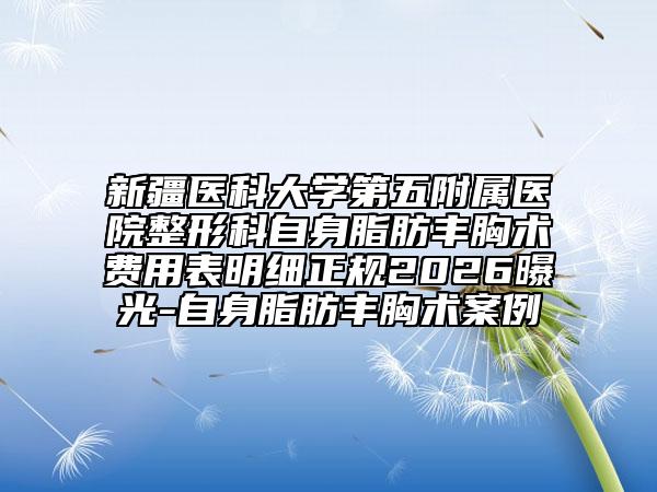 新疆医科大学第五附属医院整形科自身脂肪丰胸术费用表明细正规2026曝光-自身脂肪丰胸术案例