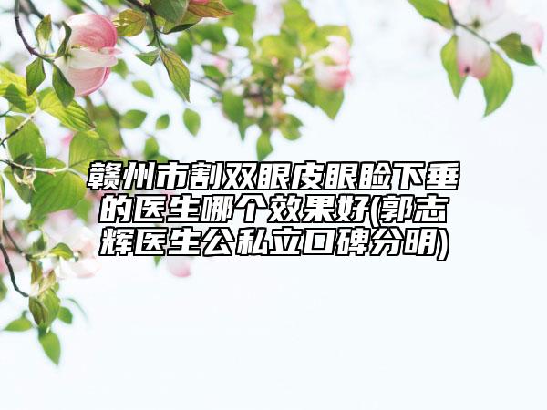 赣州市割双眼皮眼睑下垂的医生哪个效果好(郭志辉医生公私立口碑分明)