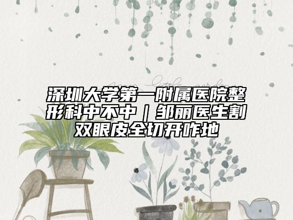 深圳大学第一附属医院整形科中不中｜邹丽医生割双眼皮全切开咋地
