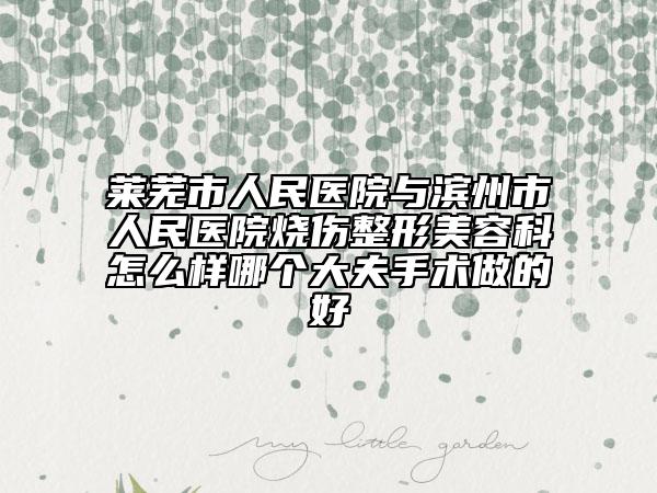 莱芜市人民医院与滨州市人民医院烧伤整形美容科怎么样哪个大夫手术做的好