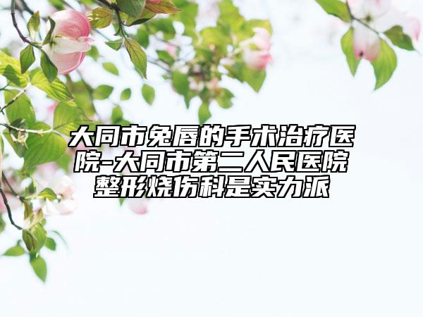 大同市兔唇的手术治疗医院-大同市第二人民医院整形烧伤科是实力派