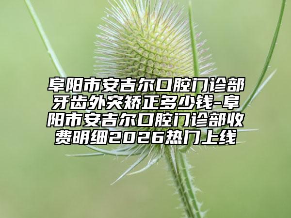 阜阳市安吉尔口腔门诊部牙齿外突矫正多少钱-阜阳市安吉尔口腔门诊部收费明细2026热门上线