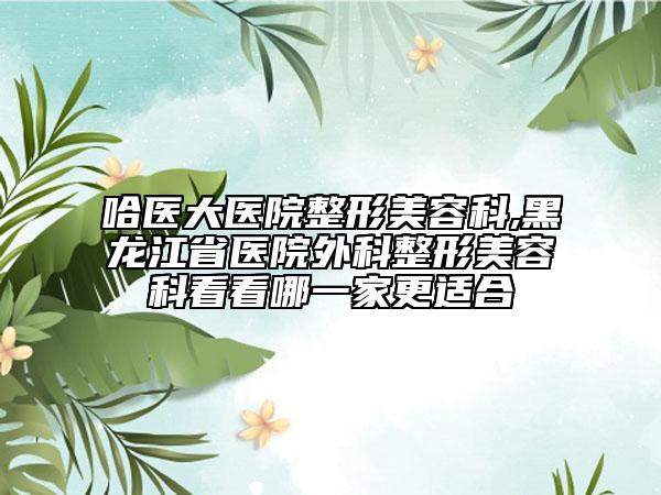 哈医大医院整形美容科,黑龙江省医院外科整形美容科看看哪一家更适合
