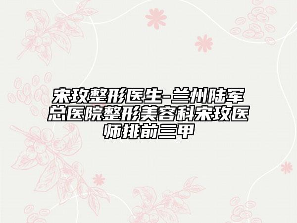 宋玫整形医生-兰州陆军总医院整形美容科宋玫医师排前三甲