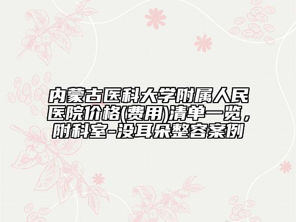 内蒙古医科大学附属人民医院价格(费用)清单一览，附科室-没耳朵整容案例