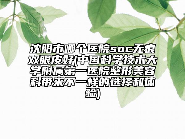沈阳市哪个医院soc无痕双眼皮好(中国科学技术大学附属第一医院整形美容科带来不一样的选择和体验)
