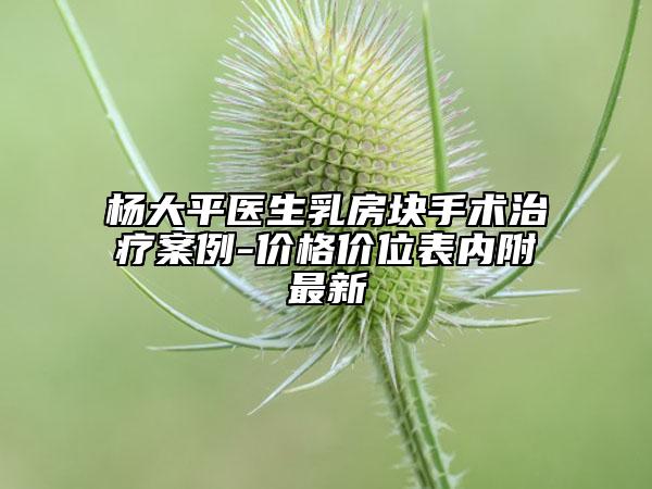 杨大平医生乳房块手术治疗案例-价格价位表内附最新