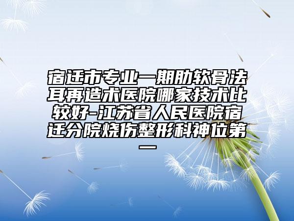 宿迁市专业一期肋软骨法耳再造术医院哪家技术比较好-江苏省人民医院宿迁分院烧伤整形科神位第一