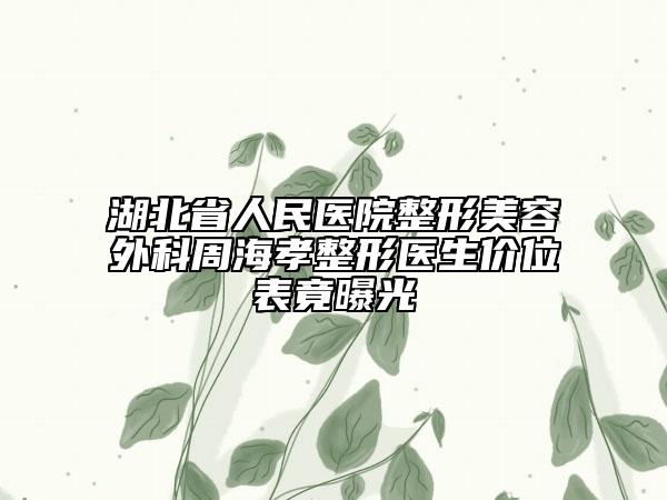 湖北省人民医院整形美容外科周海孝整形医生价位表竟曝光
